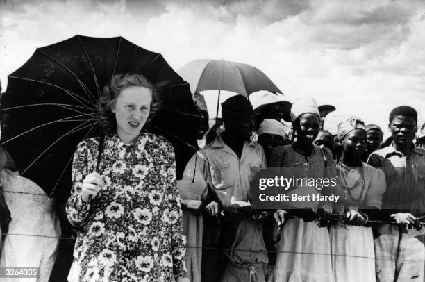 Ruth Khama , wife of the chief of the Bamangwato, Seretse Khama, awaiting the return of her husband from London. Original Publication: Picture Post -...