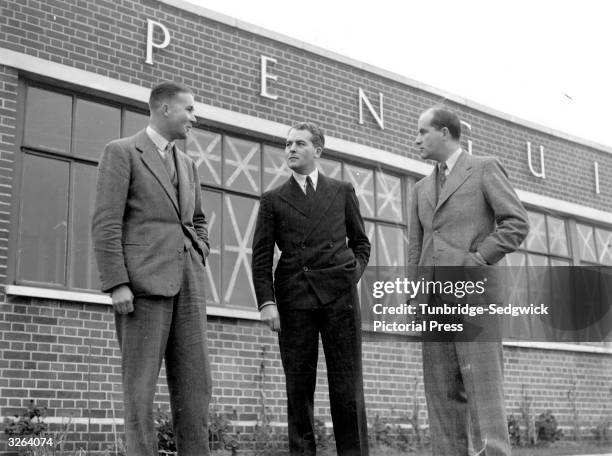 Sir Allen Lane Williams Lane the English publisher was the pioneer of the paperback novel. Pictured outside the Penguin Books Head Office of which he...