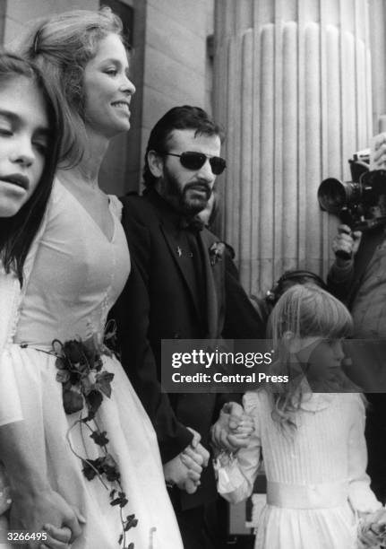Former Beatle Ringo Starr with his new bride, American actress Barbara Bach , her daughter Francesca Gregorini , and his daughter Lee Starkey during...