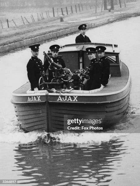 The Enfield Fire Department launches a boat called the Ajax to combat fires near the River Lee.