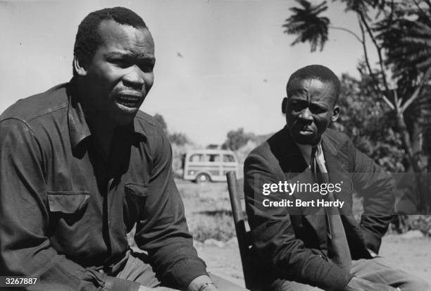 Seretse Khama, chief of the Bamangwato in Bechuanaland with a fellow tribesman. Khama caused controversy when he married an Englishwoman, Ruth...