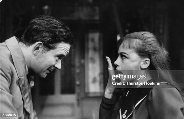 Leslie Caron as 'Gigi', with Tony Britton, when the show came to London's West End. Original Publication: Picture Post - 8575 - Gigi - unpub.