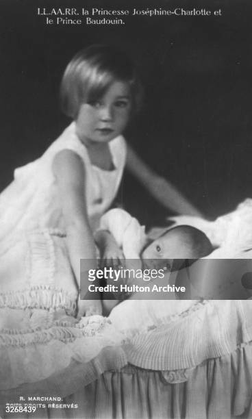 Princess Josephine-Charlotte and Prince Baudouin, children of King Leopold III of Belgium and Princess Astrid of Sweden. Josepine-Charlotte later...