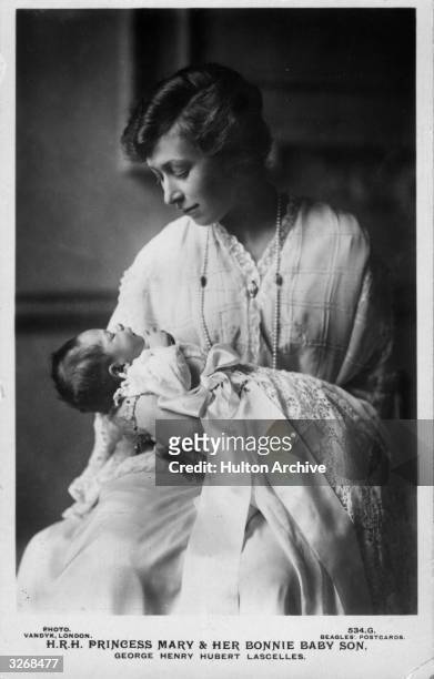 Princess Royal Mary Harewood , Countess of Harewood and only daughter of George V, with her son George Henry Hubert Lascelles, 7th Earl of Harewood.