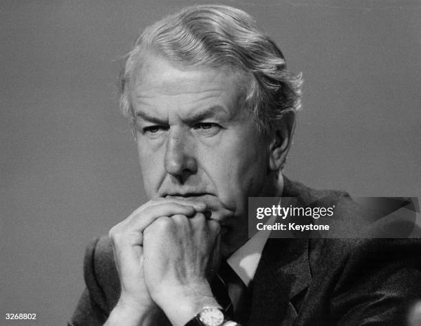 Peter Walker, Secretary of State for the environment, at the Conservative Party election press briefing.