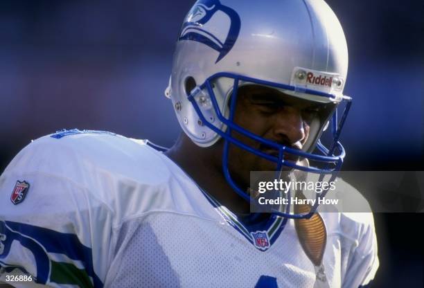 Quarterback Warren Moon of the Seattle Seahawks during the Seahawks versus San Diego Chargers game at Qualcomm Stadium in San Diego, California....