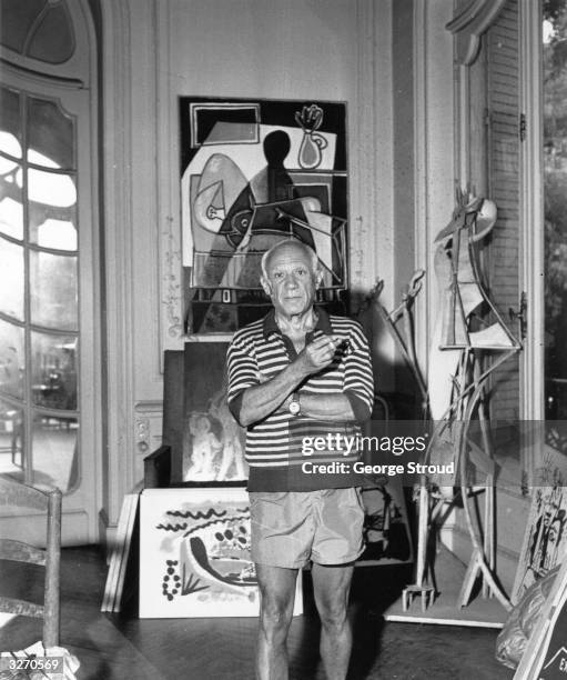 Spanish painter Pablo Picasso in his villa 'La Californie' at Cannes.