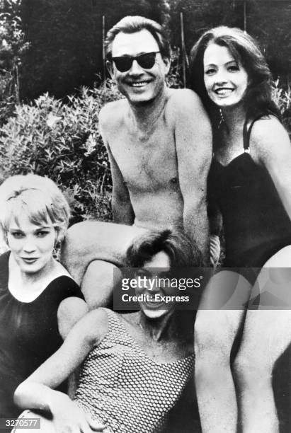 Models and showgirl Christine Keeler, , with osteopath Stephen Ward. Sally Joan Norie is at the front.