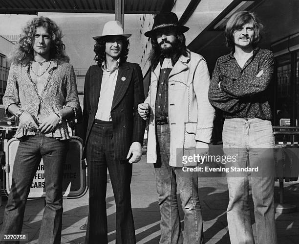 British rock band Led Zeppelin. From left to right, Robert Plant, Jimmy Page, John Bonham , John Paul Jones.