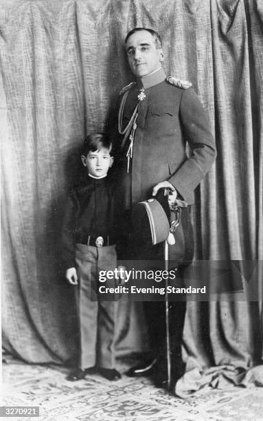 King Alexander Karadjordjevic I of Yugoslavia and his eldest son and heir Prince Peter pose for an anniversary photograph.