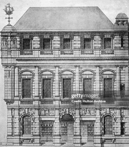 The facade of shipping agency Lloyd's of London, an association of London underwriters set up in the late 17th century. Originally concerned with...