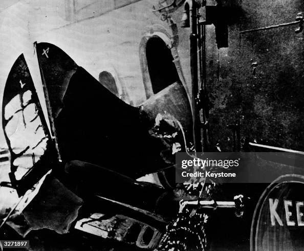 A Kamikaze plane embedded in the side of the USS Destroyer Rall... News ...