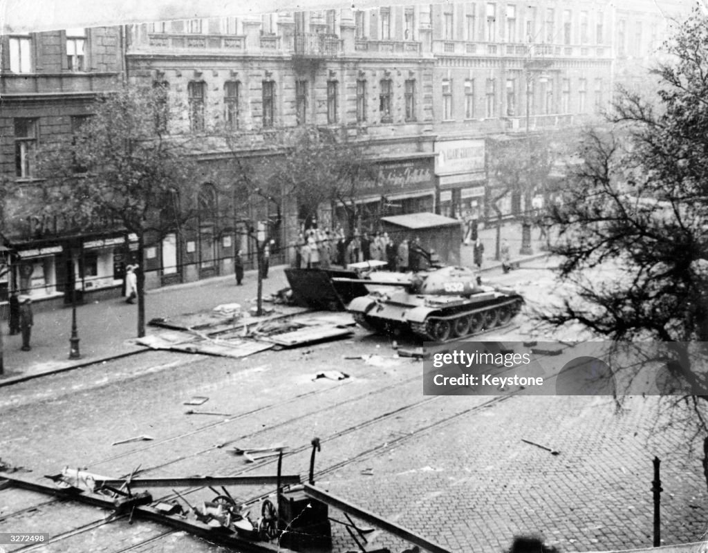 Tank Riot Blood Civilians and Russian T54/55 tanks in Budapest during the riots which ...