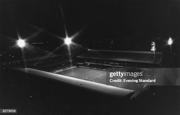 West Ham United's floodlit Upton Park football ground.