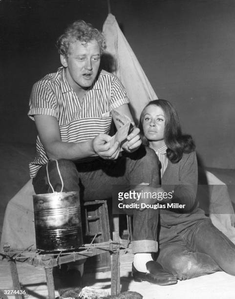 Nicol Williamson British actor of stage and screen with actress Sarah Miles actress rehearsing the play 'Kelly's Eye' at the Royal Court Theatre.