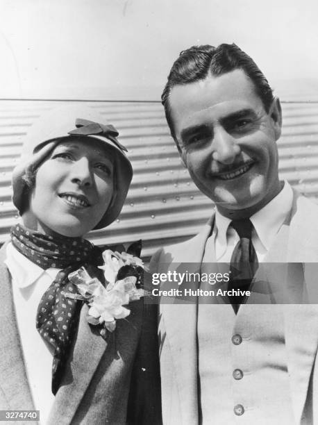 John Gilbert the actor and Ina Claire the actress, on their wedding day.