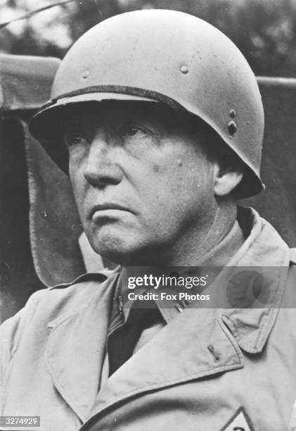 Major General George Smith Patton an American soldier known as 'Old Blood And Guts' at age 57 when commanding US landings in North Africa.