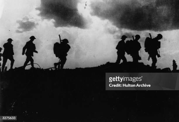 British troops moving up to the trenches, 2.5 miles East of Ypres.