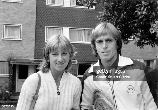 American tennis player Chris Evert with her tennis player husband John Lloyd leaving their home for Wimbledon.