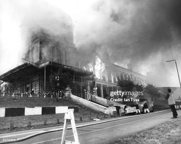 The fire at Alexandra Palace which completely destroyed the building.