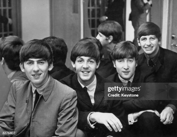 British pop group The Beatles, from left to right: George Harrison , Paul McCartney, John Lennon and Ringo Starr, in Sweden.