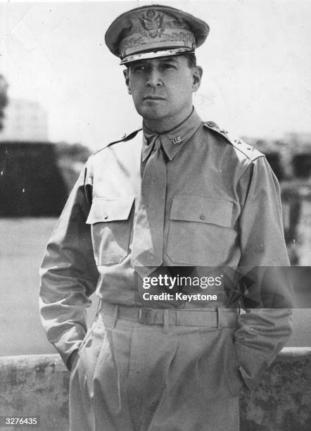 General Douglas MacArthur American General seen here in informal mood while he was in the Philippines.