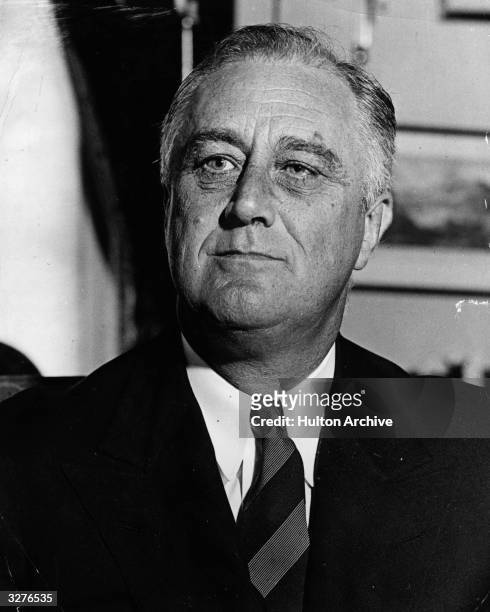 President Franklin D Roosevelt takes part in a neutrality discussion.