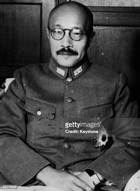 Japanese soldier Hideki Tojo , who was Minister of War 1940-41, then from 1941 was premier and dictator of Japan.