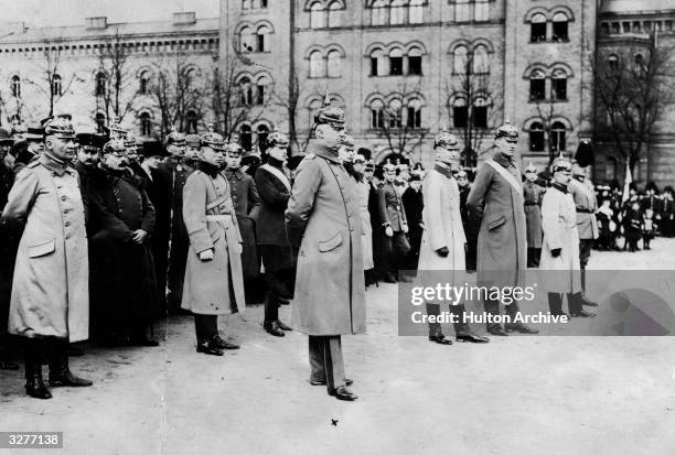 German Chief of Staff in East Prussia Erich Ludendorff with other officers at a passing out parade at Lichterfelde High School, near Berlin.