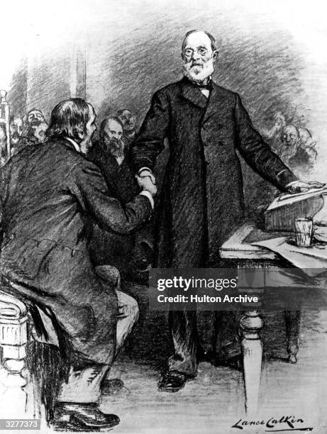 Lord Joseph Lister at Charing Cross Hospital. He shakes hands with the guest speaker Professor Virchow.