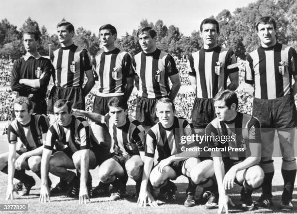 The players of Inter Milan pose for photographs prior to their game against Celtic in the European Cup Final in Lisbon. They lost 2 - 1 to Celtic.