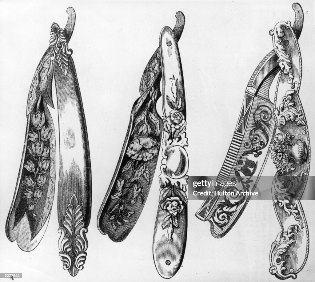 First Century Razor A close-up of three early razors made by Mr Fennay of Sheffield, as ...