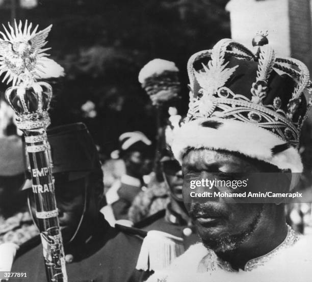 President Jean Bedel Bokassa walks out of the stadium after crowning himself Emperor Bokassa I of the Central African Republic.