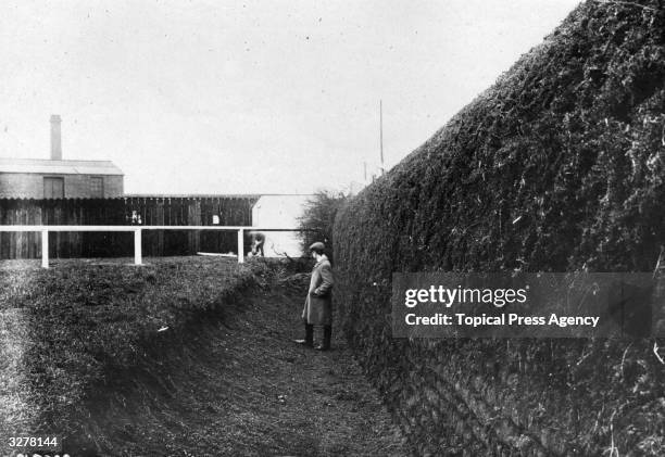 The landing side of Becher's Brook, the highest fence on the Grand National course at Aintree, Liverpool.