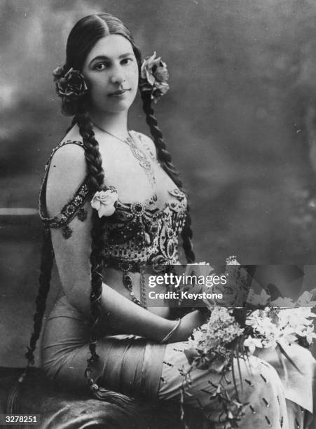 Mata Hari, the stage name of Margarete Gertrude Zelle the famous dancer who used her profession as a cover to spy for the Germans, for which she was...