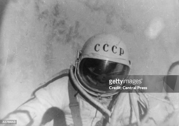 Still from a documentary film 'The Man Walking In Space', which followed Russian astronaut Alexei Arkhipovich Leonov on his famous orbit in the...