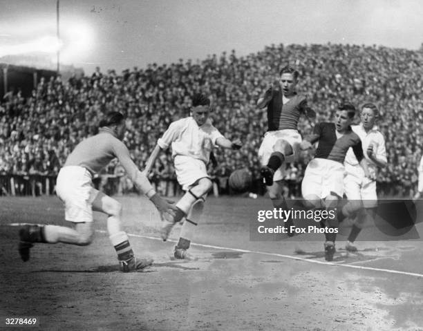 Swansea schoolboys play against Chesterfield in the replay of the Schoollboy's Championship held at Swansea Town's Vetch Field ground.