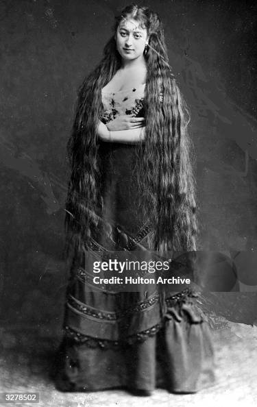 Mrs Frampton proudly displays her very long hair. News Photo - Getty Images
