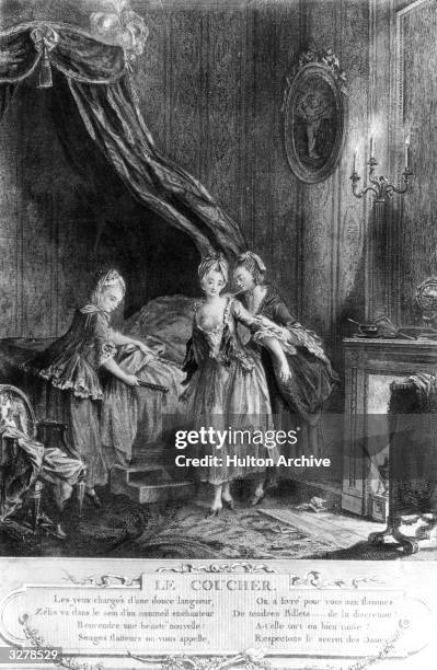 An engraving entitled 'Le Coucher', by S Freudeberg.