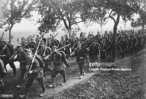 German infantry on manoeuvres in preparation for war.