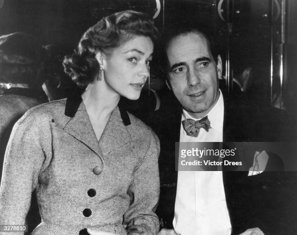 Humphrey De Forest Bogart , American film actor with his wife Lauren Bacall, originally Betty Joan Perske, an American actress.