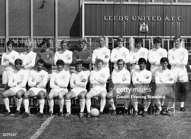 The Leeds United Football Team. From left to right: Back Row: C Galvin, T North, D Harvey, M Jones, E Strake, Jack Charlton, Allen Clarke, N Hunter,...