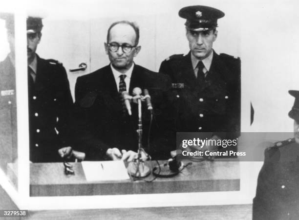 Austrian Nazi war criminal Karl Adolf Eichmann on trial in Jerusalem.