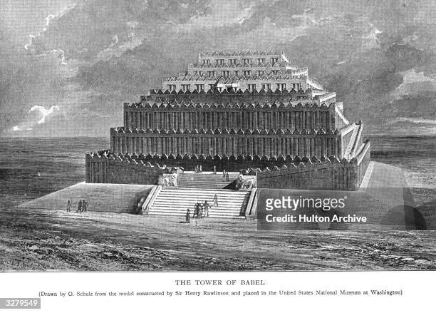 The Tower of Babel, which according to the Old Testament, was erected on the plain of Shinar in Babylonia by descendants of Noah. Original Artwork:...