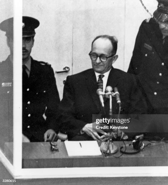 Austrian Nazi war criminal Karl Adolf Eichmann on trial in Jerusalem.