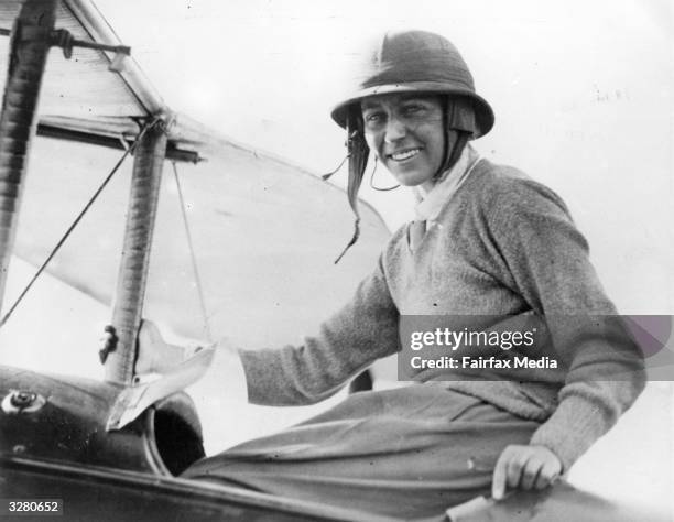 English aviator Amy Johnson in a plane, New South Wales, ca.1930s