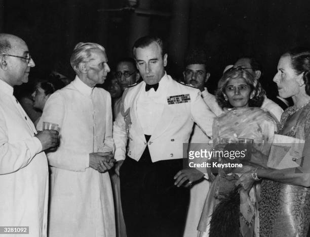 From left: Pakistani prime minister Liaquat Ali Khan, Muhammad Ali Jinnah , Lord Louis Mountbatten , Fatima Jinnah and Lady Mountbatten at a...