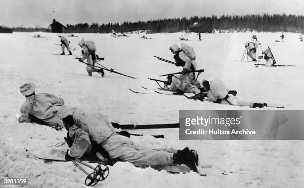 Finnish infantry on skis, the famous 'phantom troops', who inflicted heavy losses on the Russians.