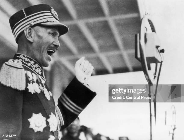 Chinese leader Chiang Kai-shek , speaking at a rally in Hangkow.