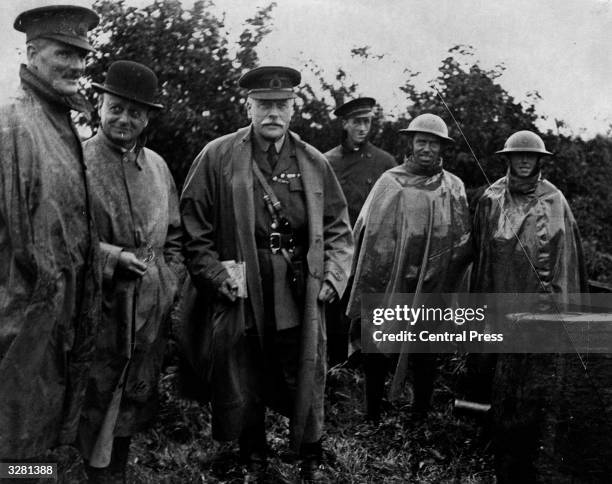 Scottish soldier and Field Marshal Douglas Haig ,1st Earl Haig of Bemersyd visiting the troops during World War I. Haig, born in Edinburgh, was...